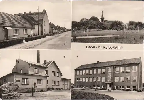 Badel, Dorfstrasse, Kirche, Oberschule, gelaufen 1982