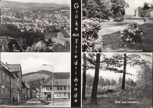 Friedrichroda, Stadtansicht, Hauptstrasse, Puschkinpark, gelaufen 1976