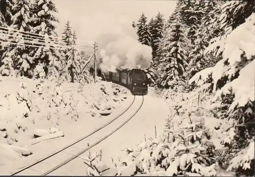 Thuringe, chemin de fer en résine en hiver, incurvée