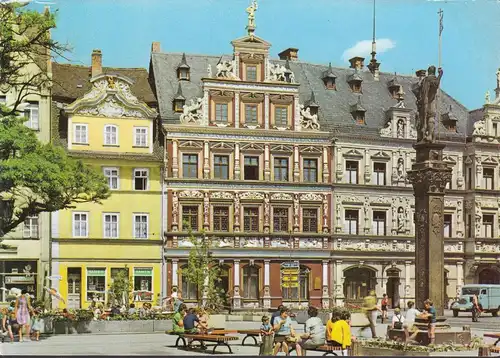 Erfurt, marché aux poissons, Roland, Gildehaus, incurvée