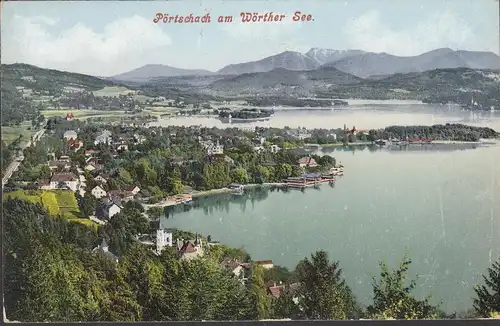 Pörtschach a. Wörthersee, Panoramaansicht, gelaufen 1908