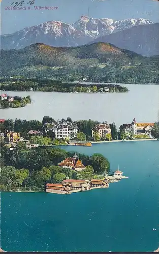 Pörtschach am Wörthersee, vue panoramique, censure militaire, couru 1916
