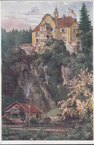 Pörtschach a. Wörthersee, Villa Leonstein, Künstler AK, ungelaufen