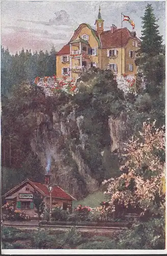 Pörtschach a. Wörthersee, Villa Leonstein, Künstler AK, ungelaufen