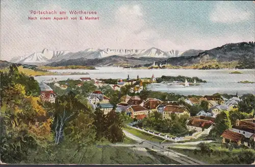 Pörtschach a. Wörthersee, Panoramaansicht, gelaufen