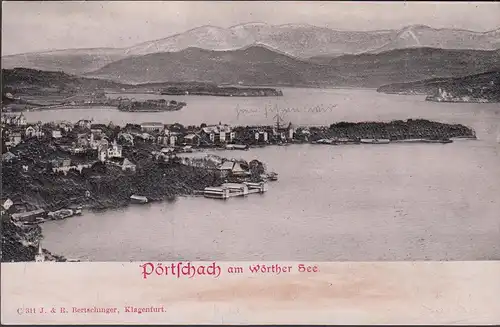 Pörtschach a. Wörthersee, Panoramaansicht, Präge AK, ungelaufen- gestempelt 1902