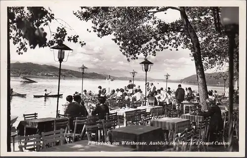 Pörtschach a. Wörthersee, Ausblick vom Werzer's Strand Casino, gelaufen 1957