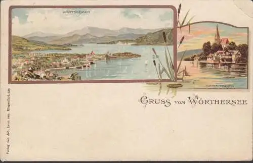 Gruss vom Wörthersee, Pörtschach, Maria Wörth, Litho, ungelaufen