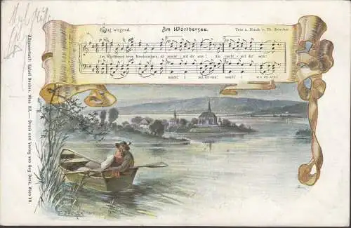 Am Wörthersee, Ruhig wiegend, Liederkarte, gelaufen 1899