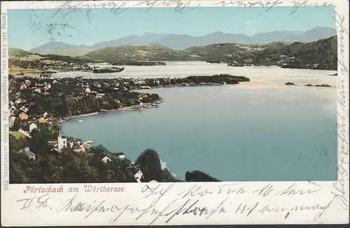 Pörtschach a. Wörthersee, Panoramaansicht, gelaufen 1899