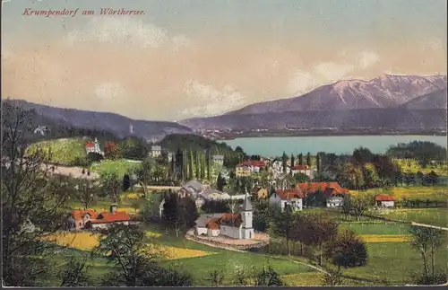 Krumpendorf a. Wörthersee, Panoramaansicht, gelaufen 1918
