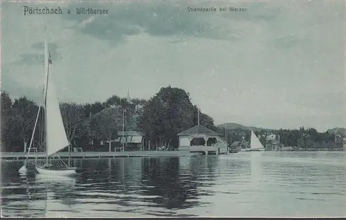 Pörtschach am Wörthersee, Strandpartie bei Werzer, ungelaufen