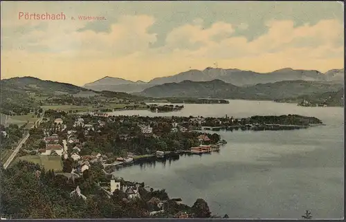 Pörtschach am Wörthersee, Panoramaansicht, gelaufen