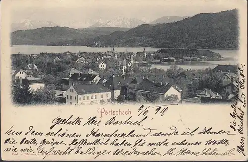 Pörtschach a. Wörthersee, vue sur la ville, couru 1899