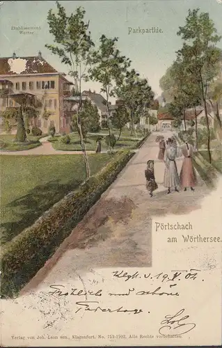Pörtschach a. Wörthersee, Parkpartie, Etablissement Werzer, gelaufen 1904
