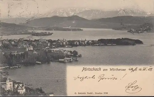 Pörtschach a. Wörthersee, Panoramaansicht, gelaufen 1902