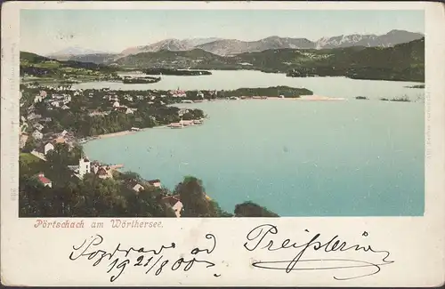Pörtschach a. Wörthersee, Panoramaansicht, gelaufen 1900
