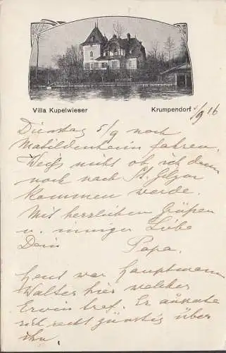 Krumpendorf, Villa Kupelwieser, Militär Zensur, gelaufen 1916