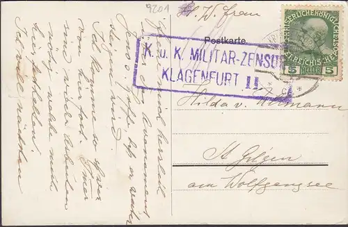 Krumpendorf, Villa Kupelwieser, Militär Zensur, gelaufen 1916