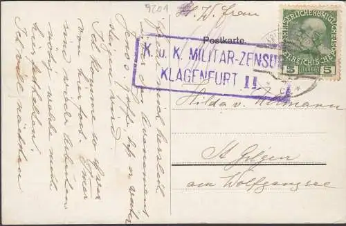 Krumpendorf, Villa Kupelwieser, Militär Zensur, gelaufen 1916