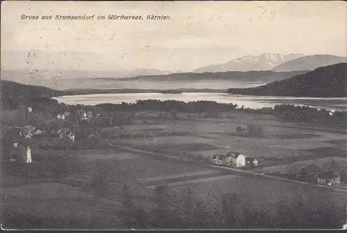 Gruss aus Krumpendorf, Panoramaansicht, gelaufen