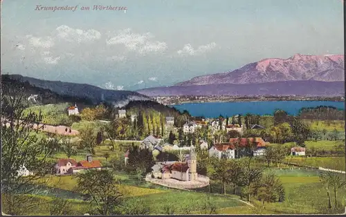 Krumpendorf a. Wöthersee, Panoramaansicht, gelaufen 1924