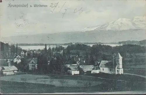 Krumpendorf a. Wöthersee, vue panoramique, couru en 1906