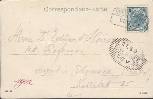 AK Krumpendorf, Stadtansicht, Rechteckstempel, gelaufen 1902