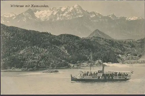Lac Wörther avec des caravanes, bateau à vapeur, non-roulé
