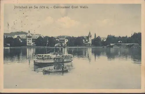 Pörtschach a. Wörthersee, Etablissement Ernst Wahlis, navires, couru 1911