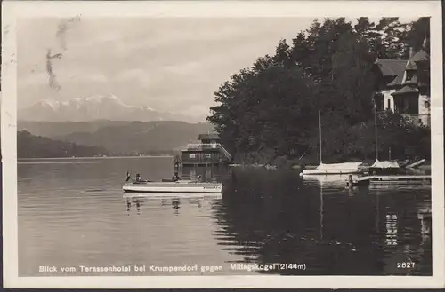 Krumpendorf, Blick vom Terrassenhotel gegen Mittagskogel, gelaufen 1928