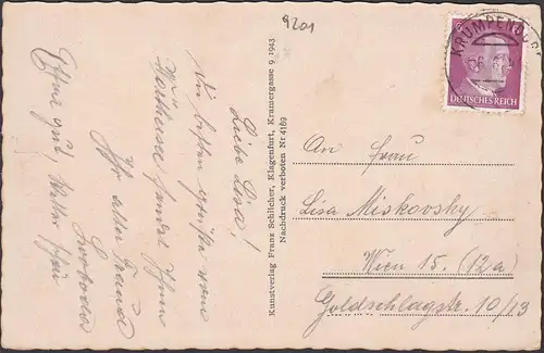 Krumpendorf mit Mittagskogel, gelaufen 1944