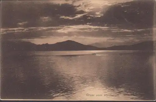 Gruss vom Wörthersee, Abendstimmung, Boot, ungelaufen