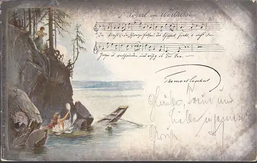 S. Röserl von Wörthersee, Liederkarte, gelaufen 1900