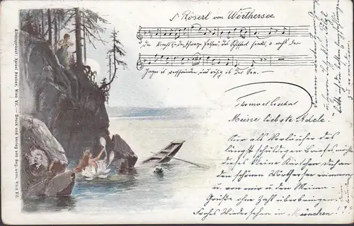 S. Röserl von Wörthersee, Liederkarte, gelaufen 1899