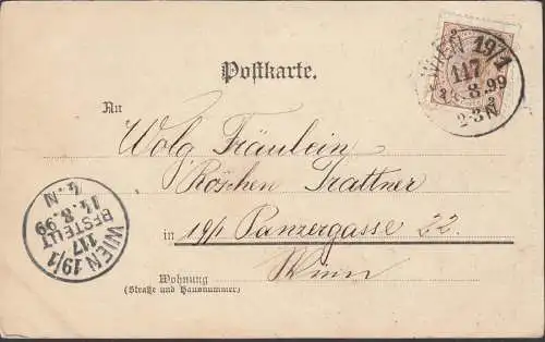 S. Röserl von Wörthersee, Liederkarte, gelaufen 1899