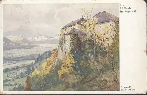 Schloss Hollenburg im Rosenthal, Aquarell Ed. Manhart, gelaufen 1941