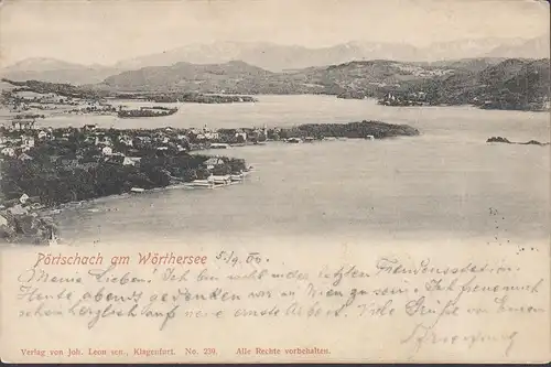 Pörtschach a. Wörthersee, Panoramaansicht, gelaufen 1900