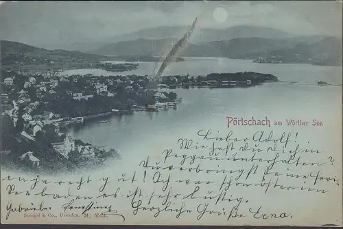 Pörtschach a. Wörthersee, vue panoramique, clair de lune, couru 189 ?