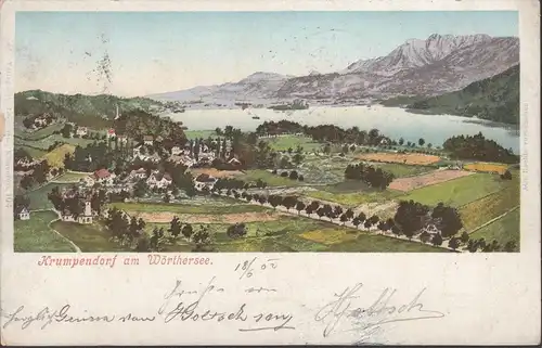 Krumpendorf, Panoramaansicht, gelaufen 1902