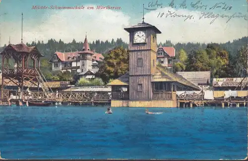 Klagenfurt a. Wörthersee, Militär Schwimmschule, gelaufen 1913