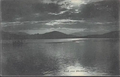 Gruss vom Wörthersee, Abendstimmung, Boote, gelaufen