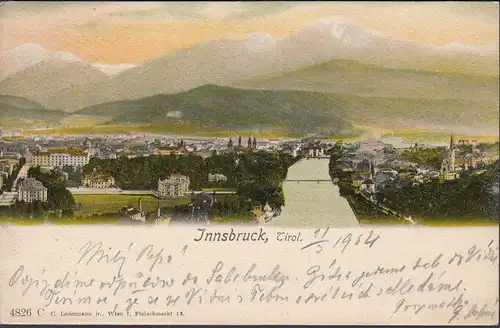 Innsbruck, Panoramaansicht, gelaufen 1904