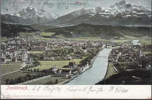 Innsbruck, Panoramaansicht, gelaufen 1904