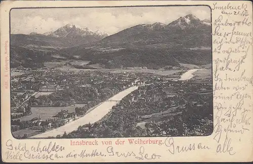 Innsbruck von der Weiherburg, gelaufen 1902