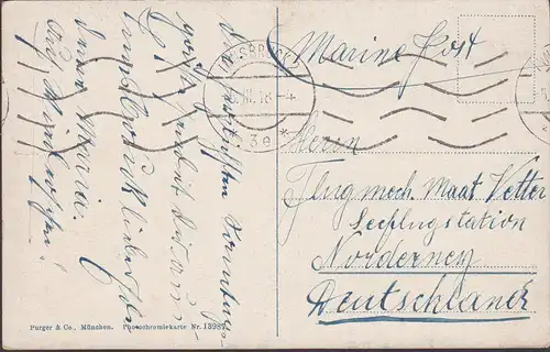 Innsbruck mit Frau Hittgebirge, Marine Post, gelaufen 1918