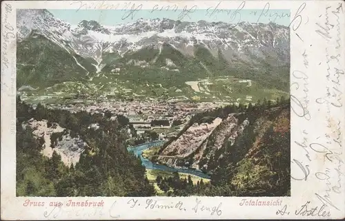 Gruss aus Innsbruck, Totalansicht, gelaufen 1900