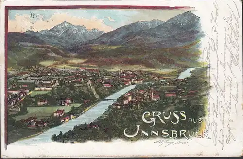 Gruss aus Innsbruck, Panoramaansicht, gelaufen 1900