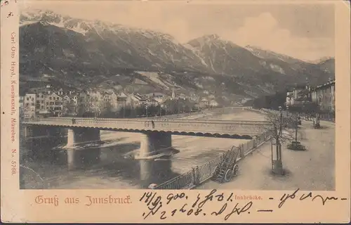 Gruss aus Innsbruck, Innbrücke, ungelaufen- datiert 1908
