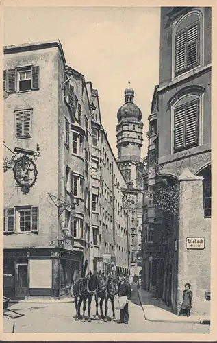 Innsbruck, Seilergasse, Stadtturm, Pferde, ungelaufen